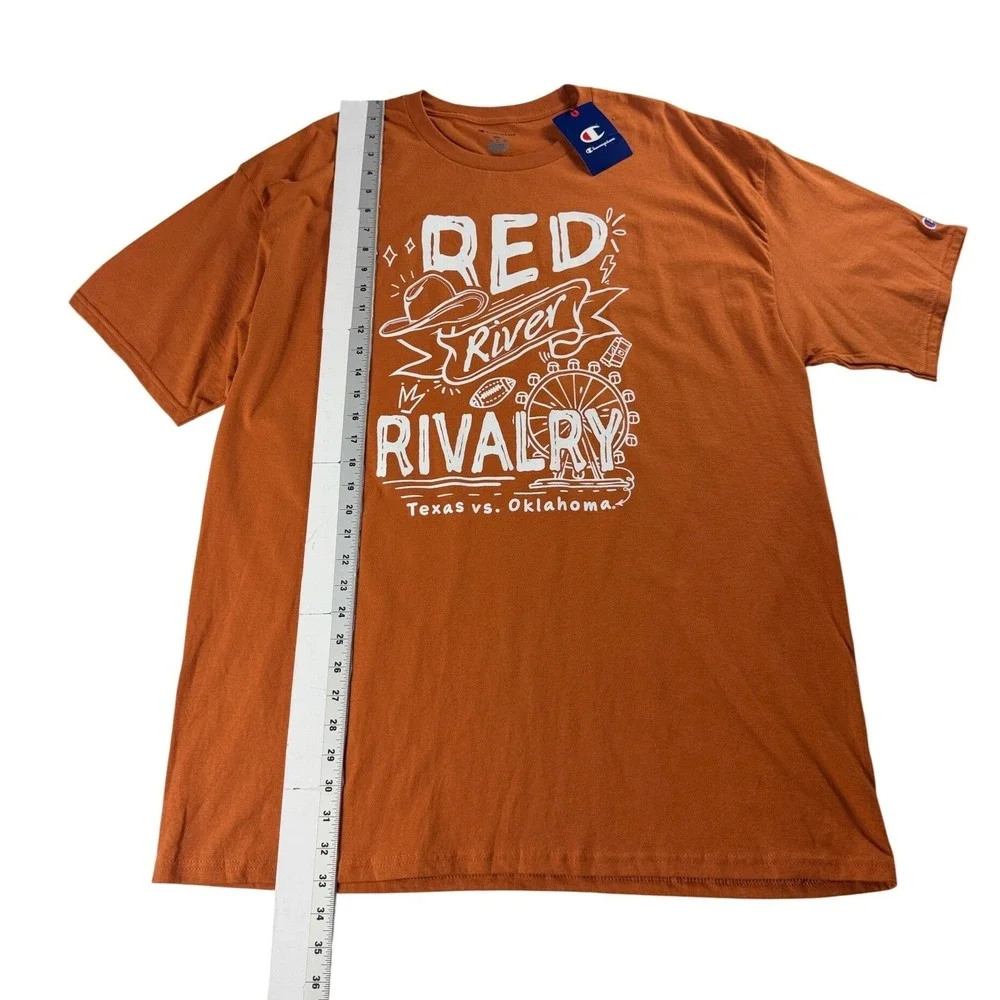 Champion Red River Rivalry Texas vs Oklahoma Tee XXL Orange College Football NWT - Picture 3 of 8